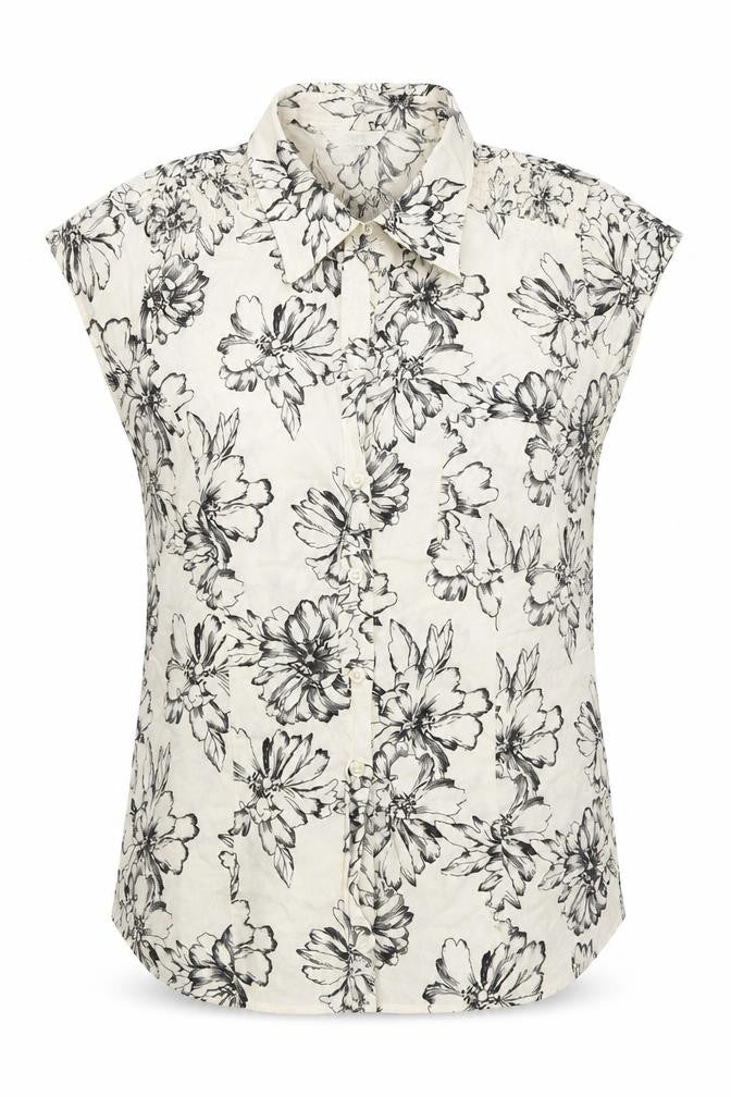 Marks and Spencer Womens Ivory Floral Cotton Basic Button-Up Size 14 Collared