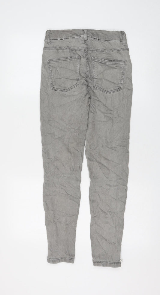 Marks and Spencer Womens Grey Cotton Skinny Jeans Size 8 L28 in Regular Zip