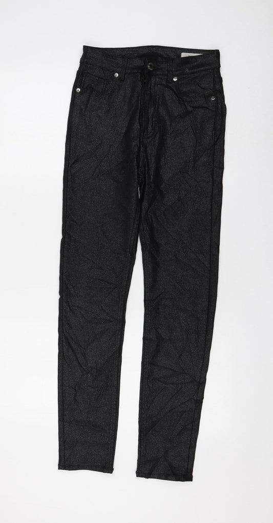 Marks and Spencer Womens Black Viscose Skinny Jeans Size 10 L28 in Regular Zip