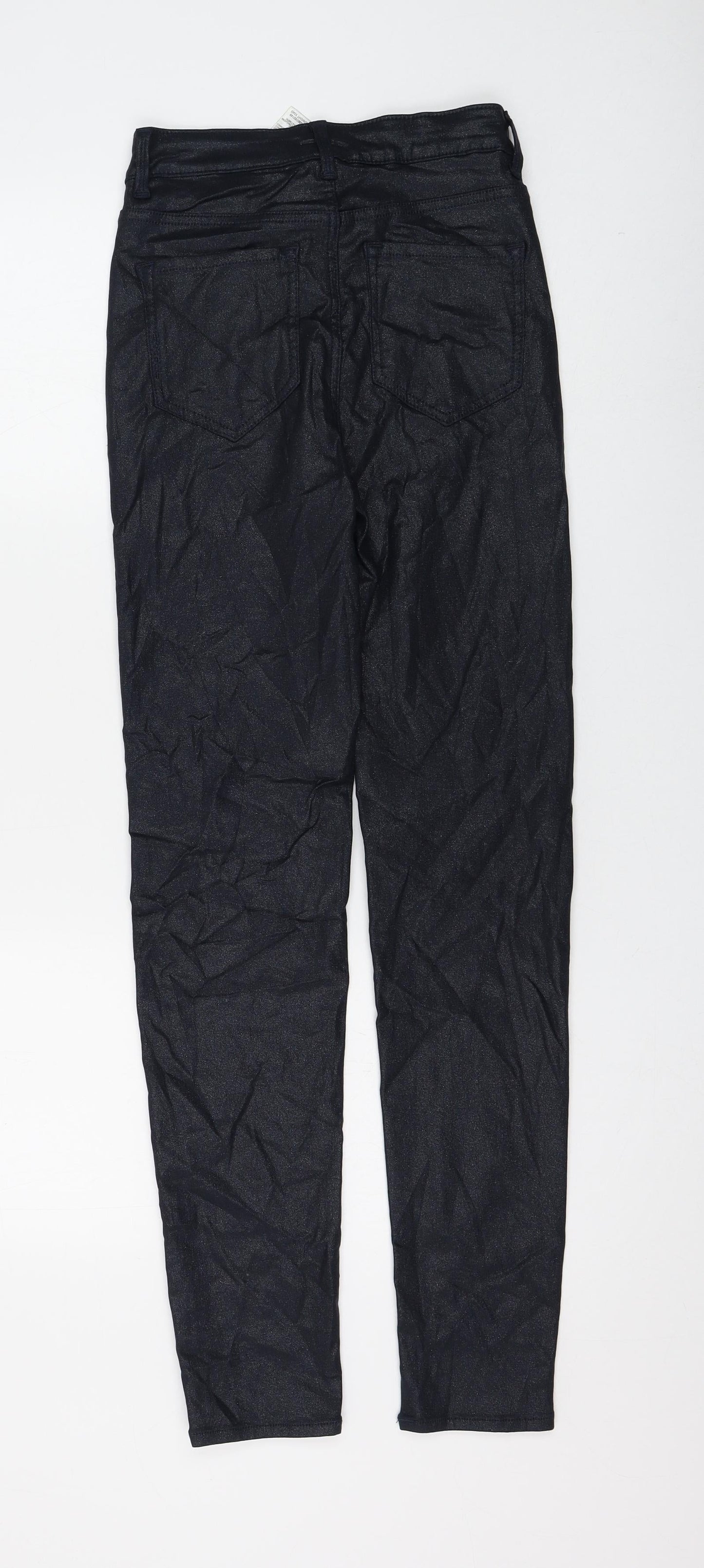 Marks and Spencer Womens Black Viscose Skinny Jeans Size 8 L28 in Regular Zip