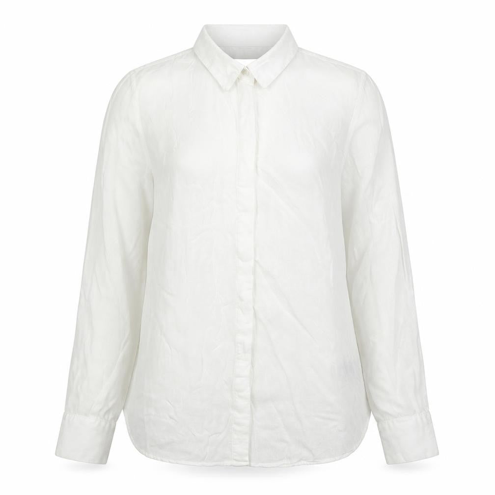 Marks and Spencer Womens White Viscose Basic Button-Up Size 12 Collared