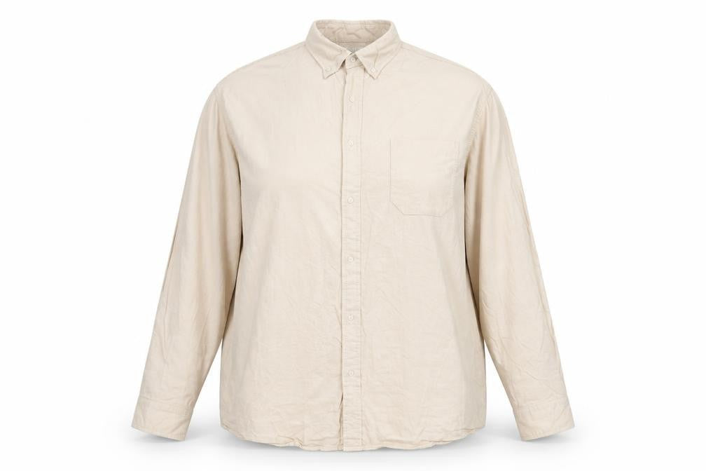 Greenwoods Womens Beige Cotton Basic Button-Up Size XL Collared