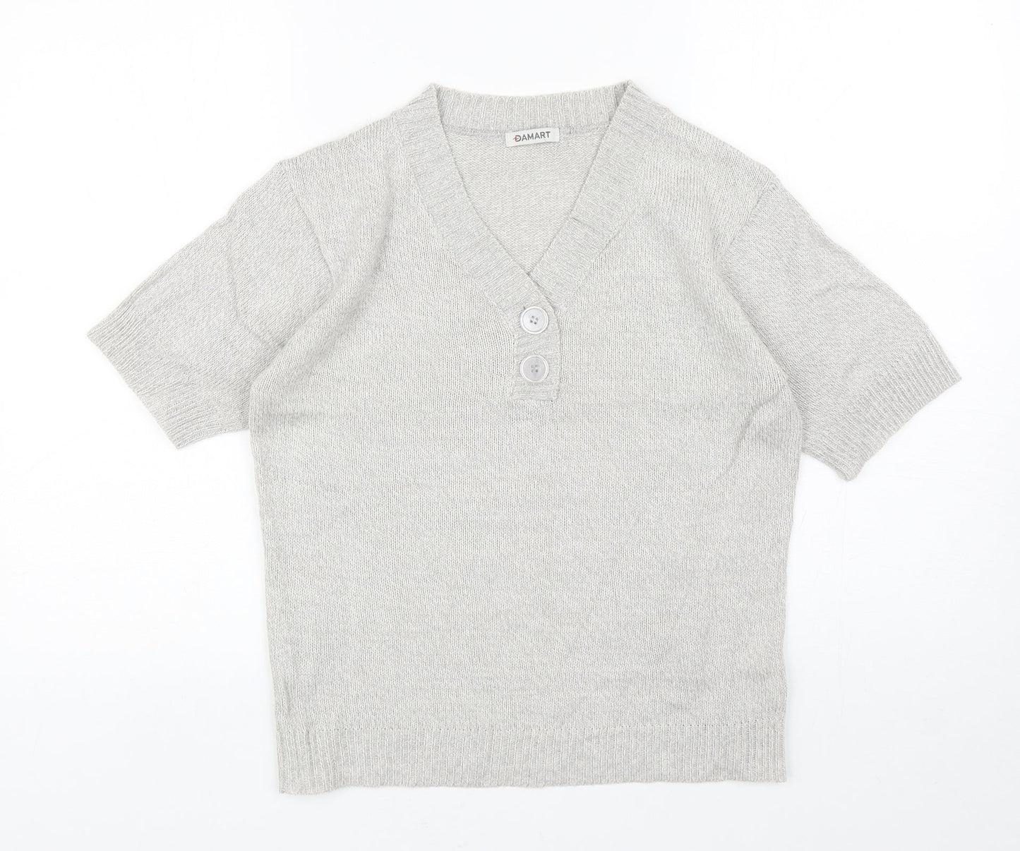 Damart Womens Grey V-Neck Acrylic Pullover Jumper Size 10