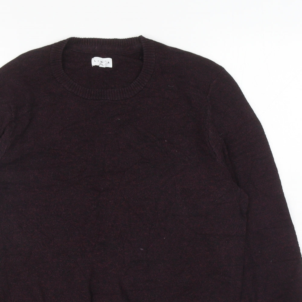 Linea Mens Purple Round Neck Cotton Pullover Jumper Size M