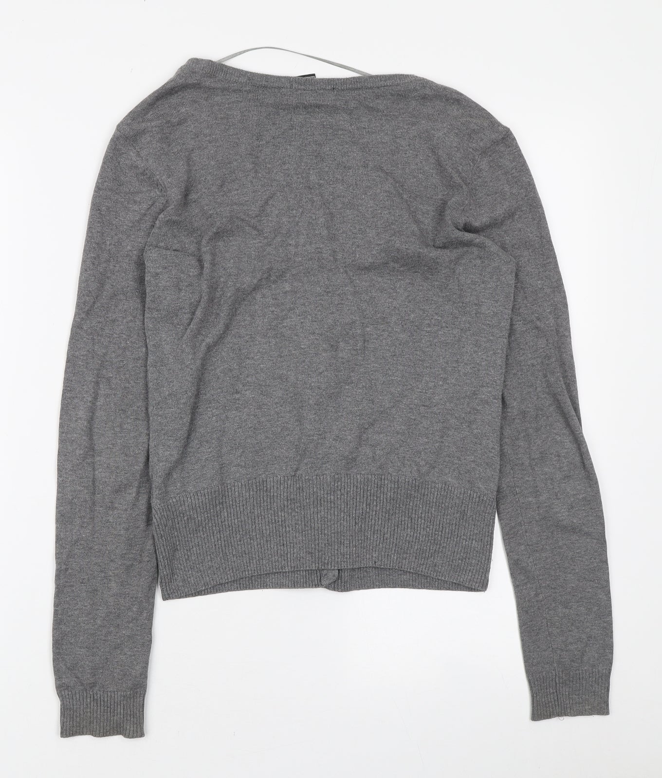 H&M Womens Grey V-Neck Acrylic Cardigan Jumper Size S