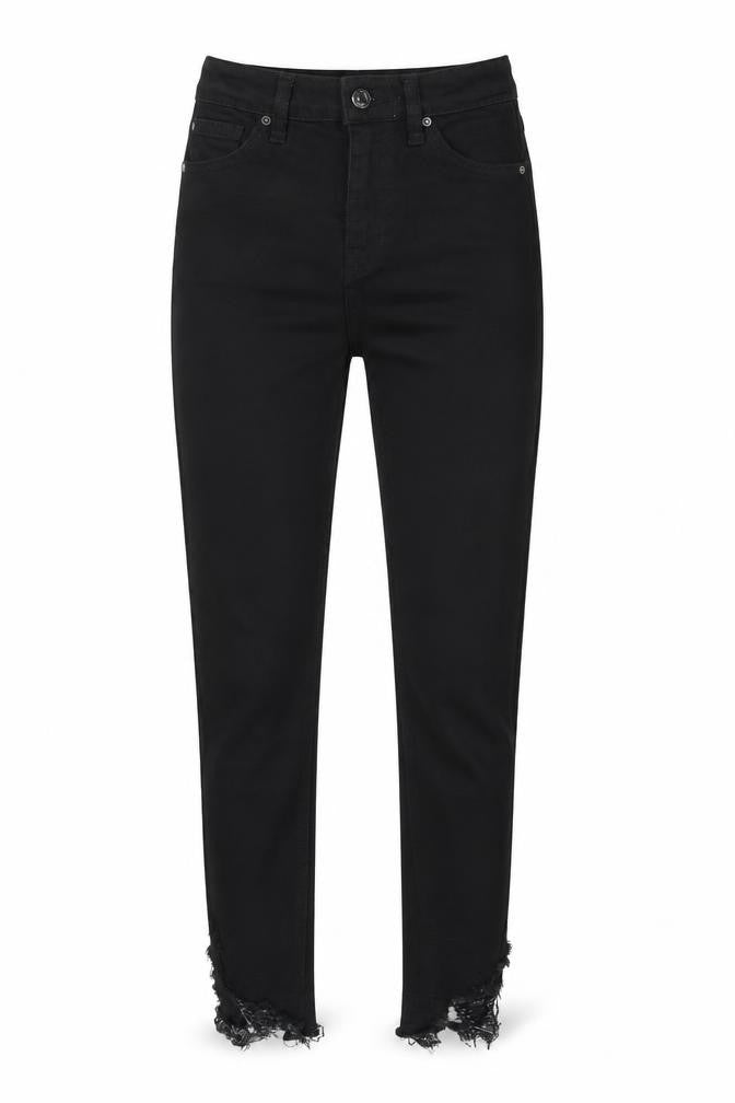 Topshop Womens Black Polyester Skinny Jeans Size 26 in L32 in Regular Zip - Distressed hem