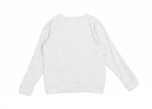 PEP&CO Girls Grey Cotton Pullover Sweatshirt Size 8-9 Years Pullover - Girls never quit