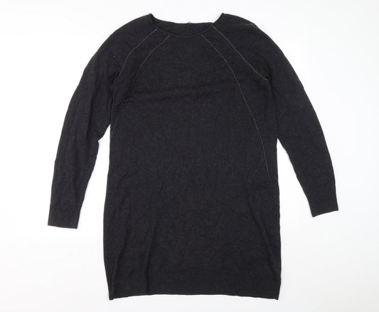 Preworn Womens Grey Wool Jumper Dress Size 12 Boat Neck Pullover