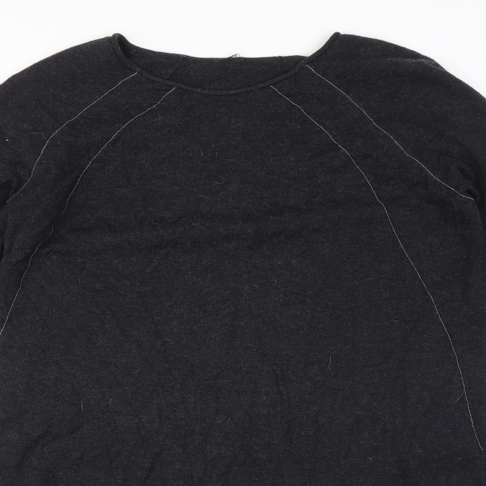 Preworn Womens Grey Wool Jumper Dress Size 12 Boat Neck Pullover