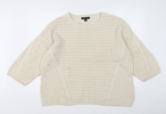 Atmophere Womens Beige Round Neck Acrylic Pullover Jumper Size 14