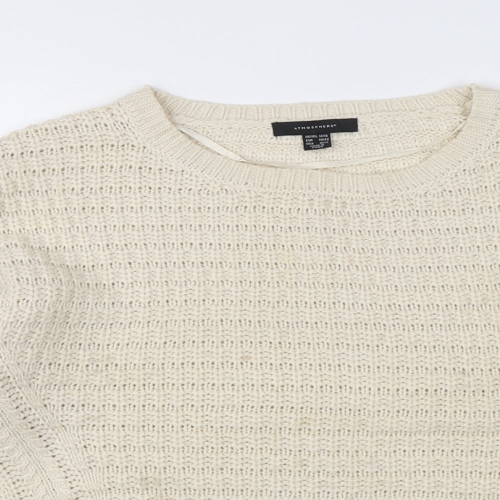 Atmophere Womens Beige Round Neck Acrylic Pullover Jumper Size 14