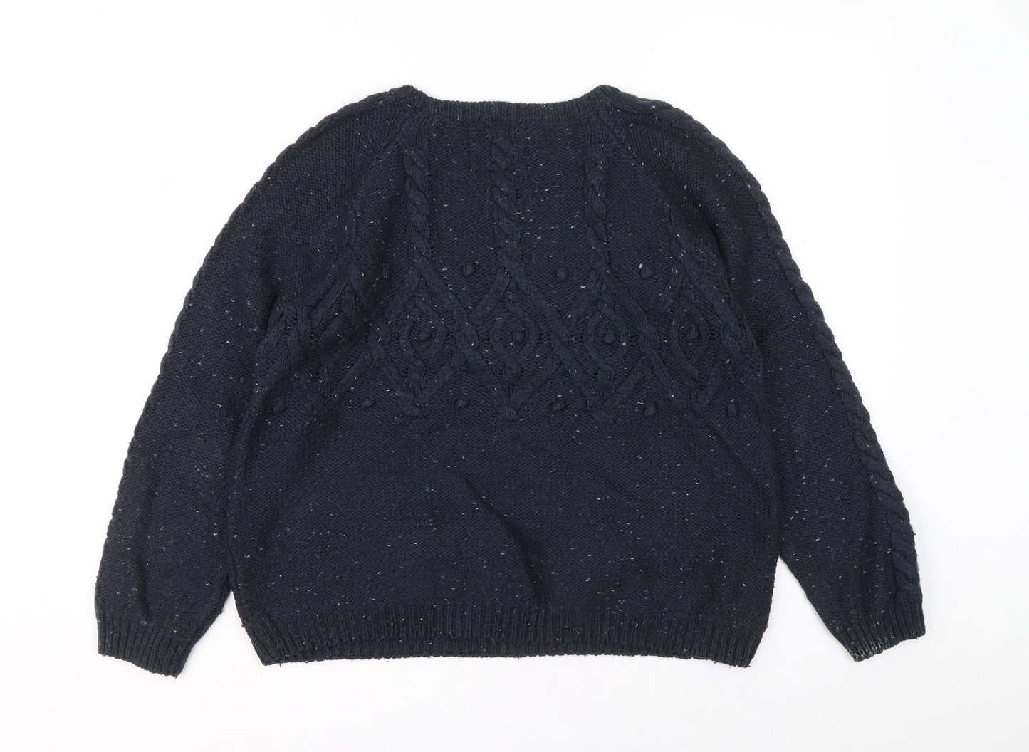 Papaya Womens Blue Boat Neck Acrylic Pullover Jumper Size 12 - Cable knit detail