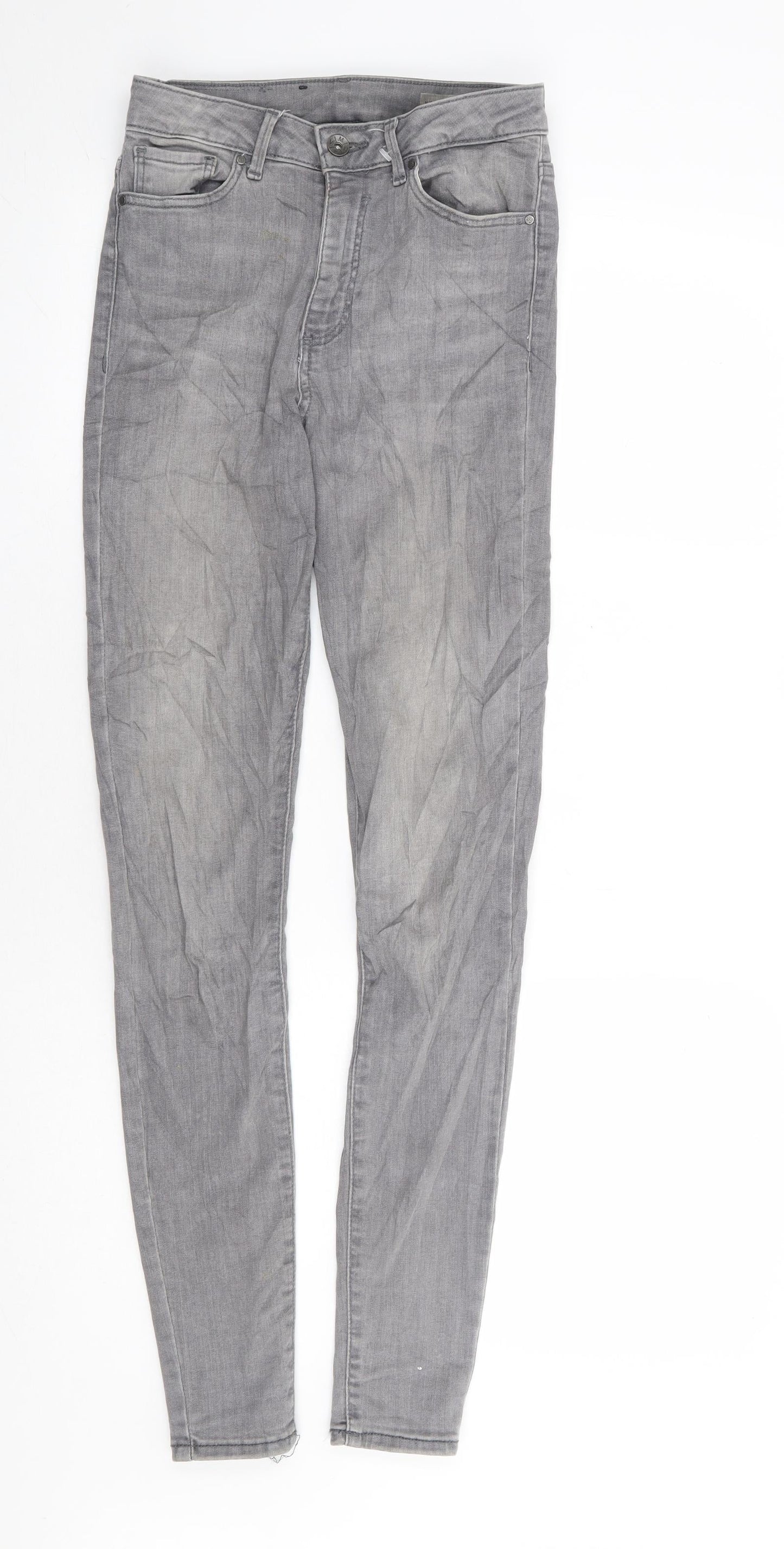 VERO MODA Womens Grey Cotton Skinny Jeans Size S L30 in Regular Zip