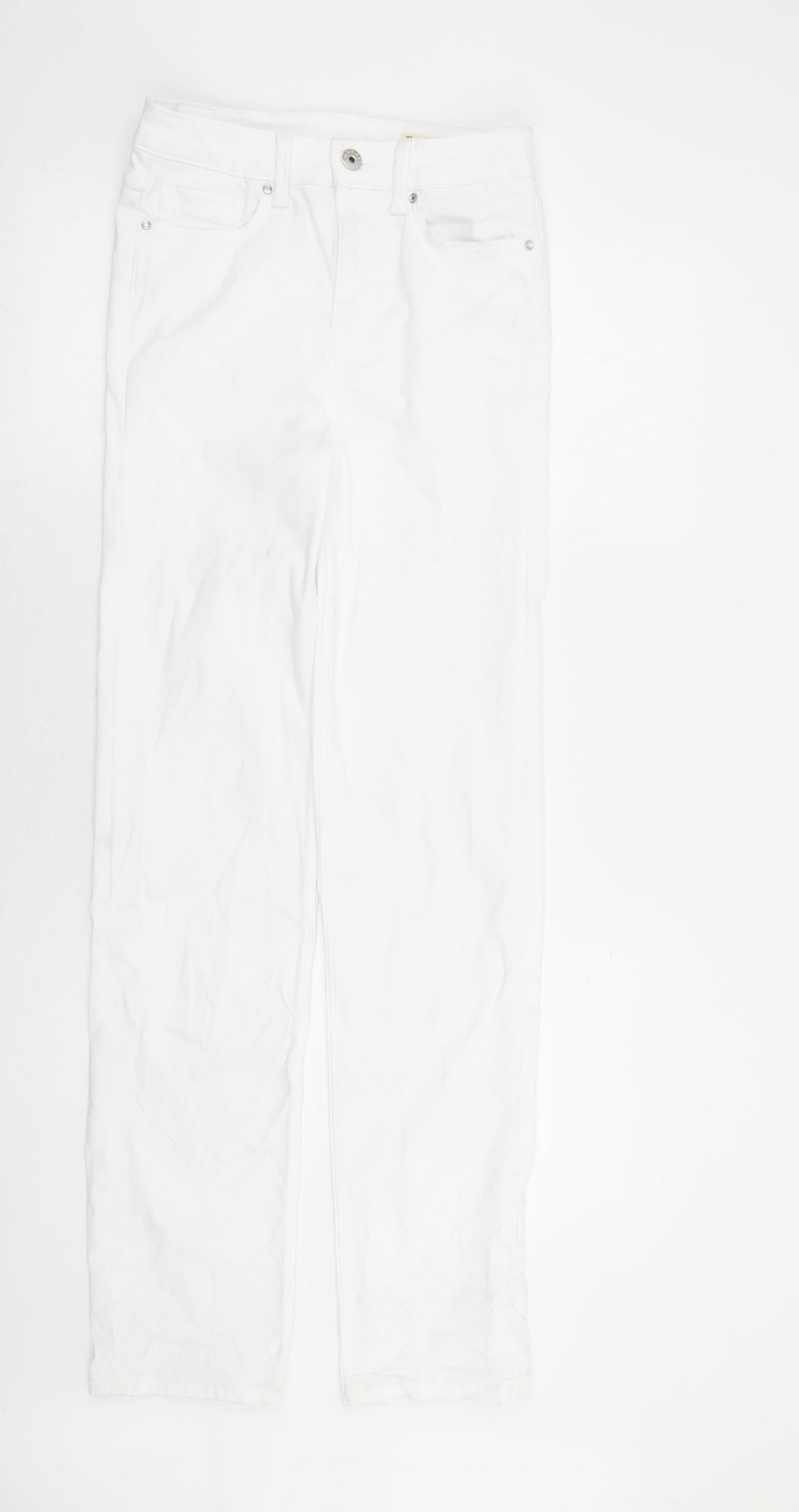Marks and Spencer Womens White Lyocell Straight Jeans Size 8 L32 in Regular Zip - Supersoft