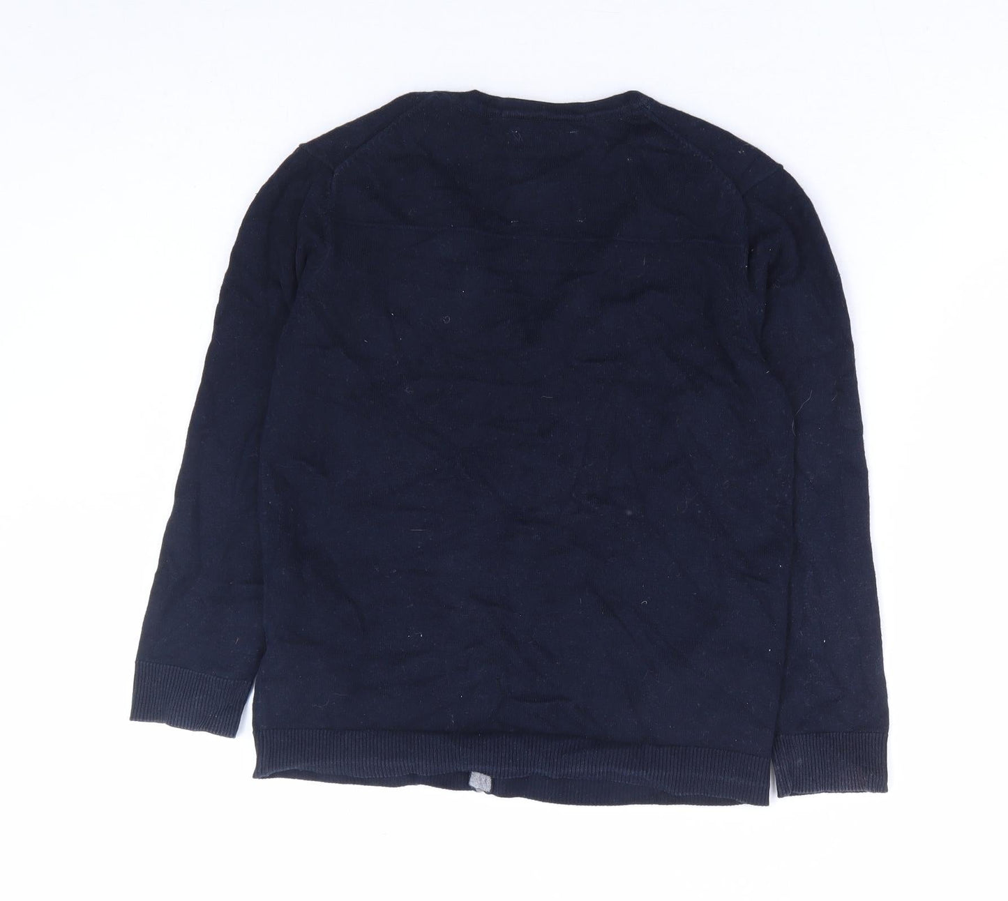 Zara Womens Blue V-Neck Cotton Cardigan Jumper Size 8