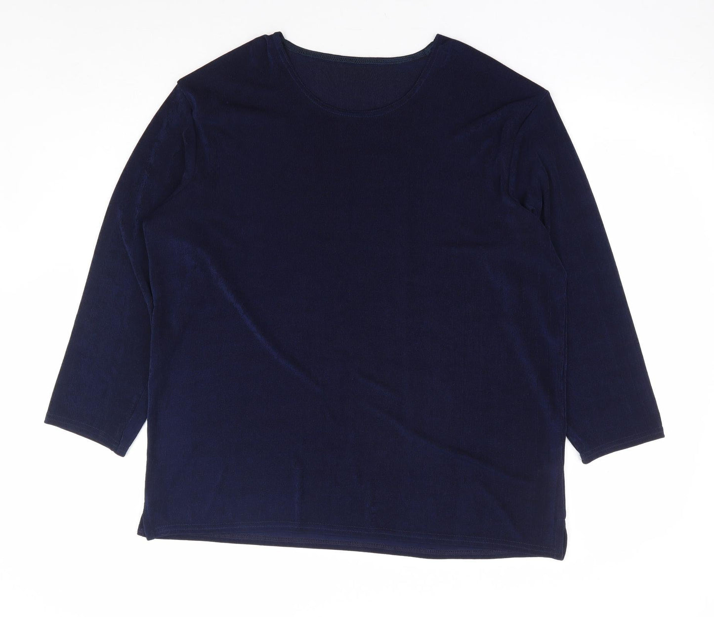 Dupont Womens Blue Polyester Basic Blouse Size M Boat Neck
