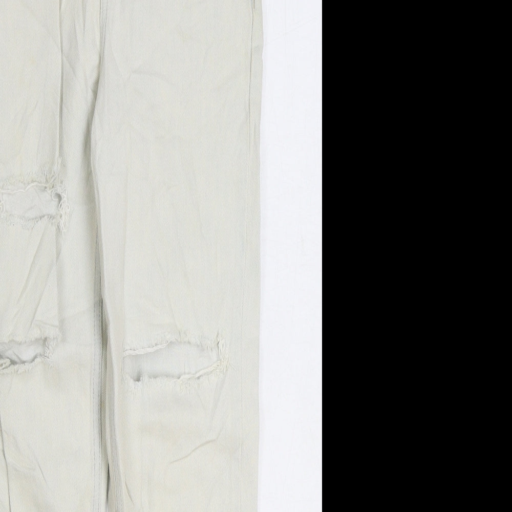 Topshop Womens White Cotton Mom Jeans Size 25 in L28 in Regular Zip