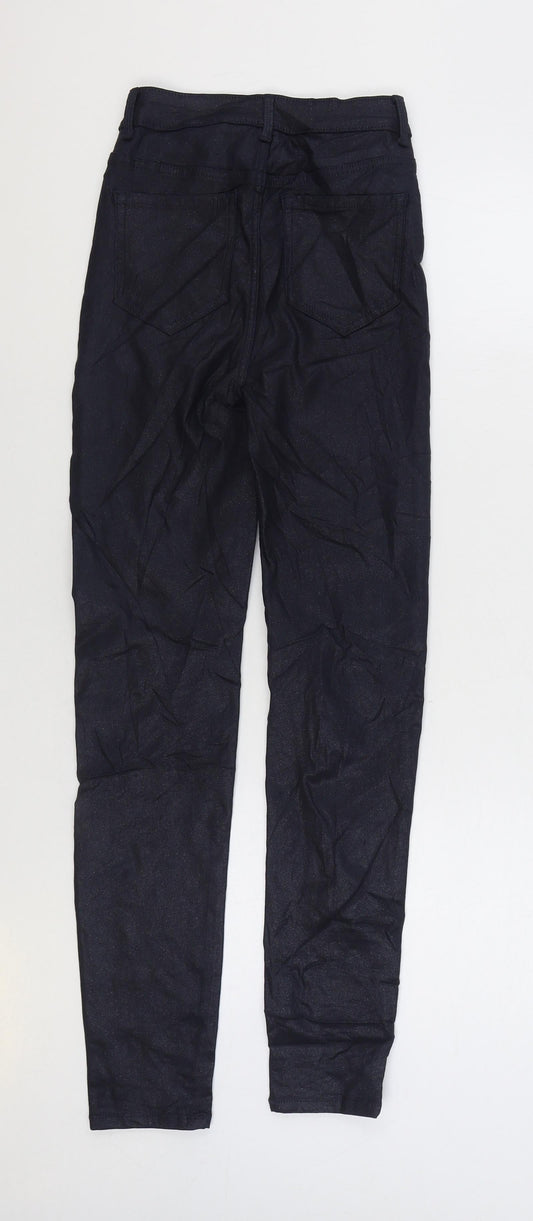 Marks and Spencer Womens Blue Viscose Skinny Jeans Size 6 L28 in Regular Zip