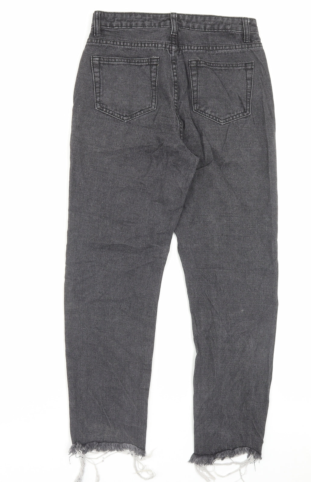MOMOKROM Womens Grey Cotton Straight Jeans Size 6 L26 in Regular Zip