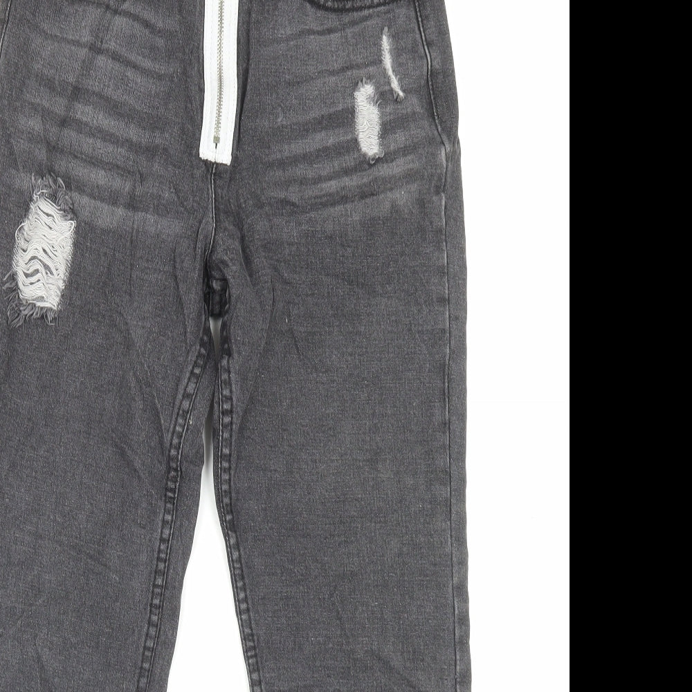 MOMOKROM Womens Grey Cotton Straight Jeans Size 6 L26 in Regular Zip