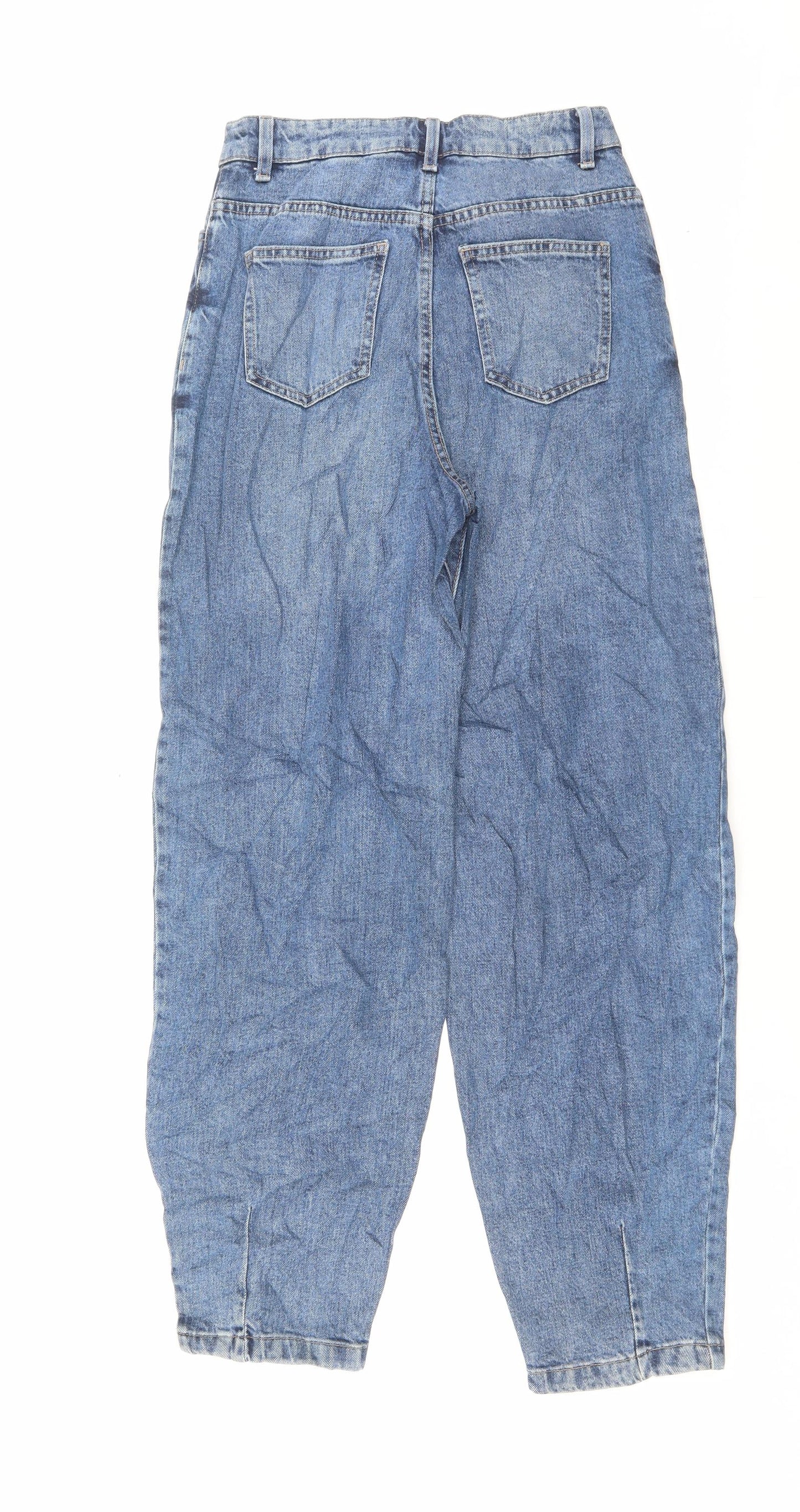 Marks and Spencer Womens Blue Cotton Straight Jeans Size 6 L29 in Slim Button