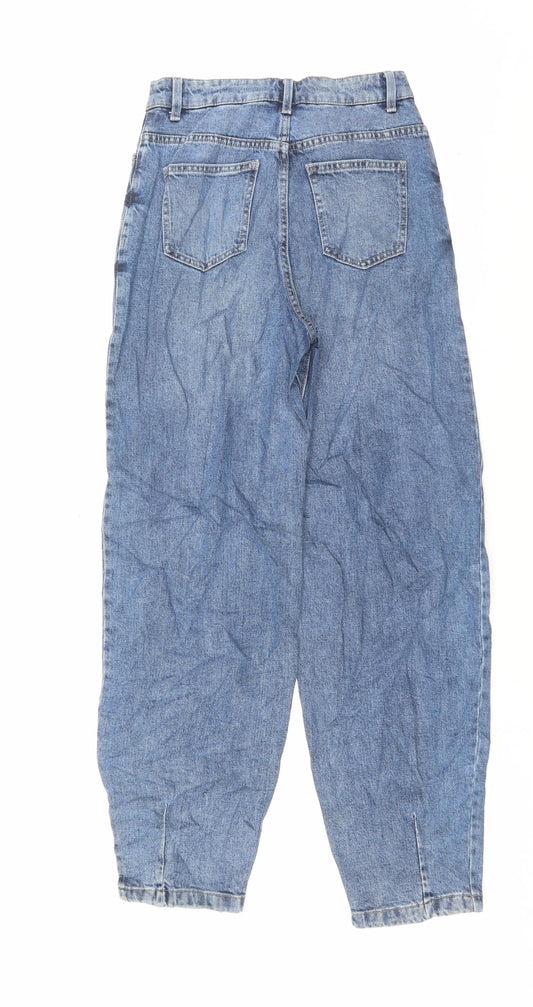 Marks and Spencer Womens Blue Cotton Straight Jeans Size 6 L29 in Slim Button
