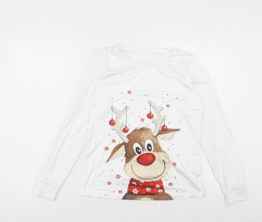Preworn Womens White Polyester Pullover Sweatshirt Size S Pullover - Reindeer