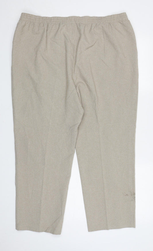 Marks and Spencer Womens Beige Plaid Polyester Carrot Trousers Size 20 L26 in Regular