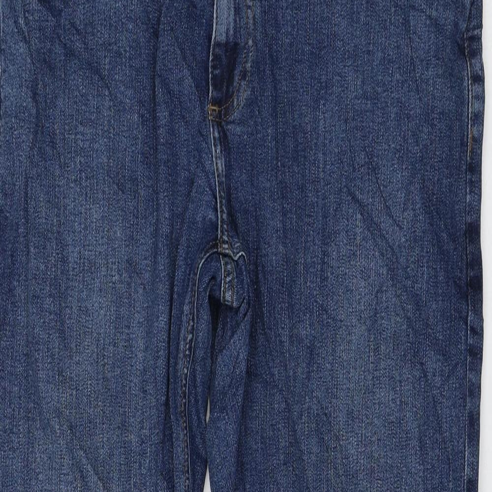 Marks and Spencer Womens Blue Cotton Straight Jeans Size 32 in L31 in Regular Zip