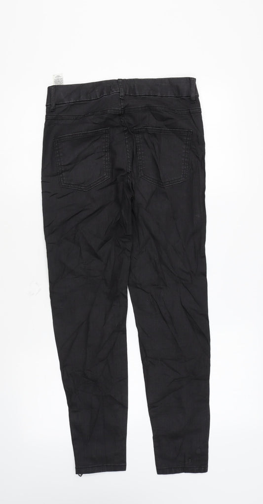 Marks and Spencer Womens Black Cotton Skinny Jeans Size 8 L26 in Regular Zip