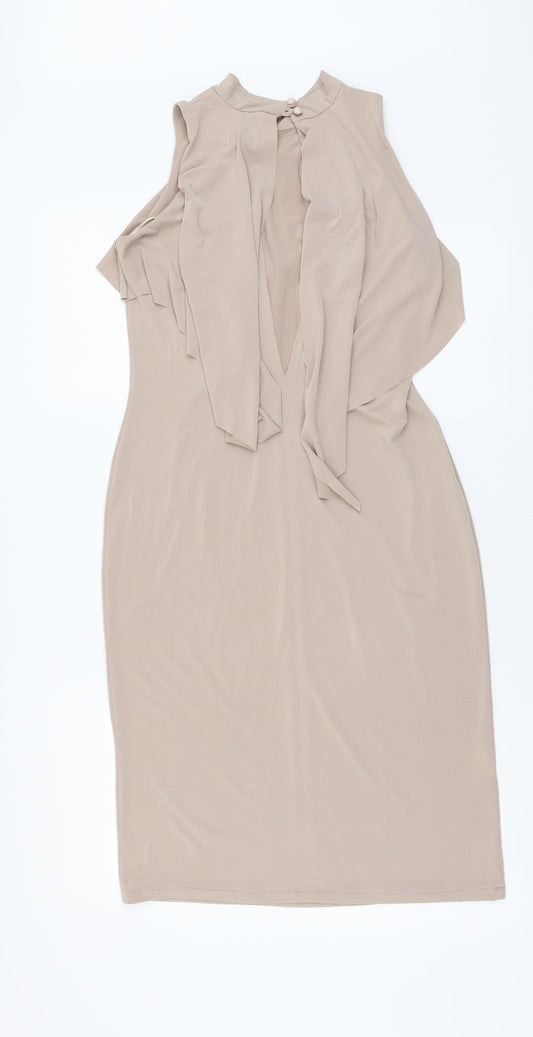 Lobe Womens Beige Polyester Sheath Size S Mock Neck Pullover