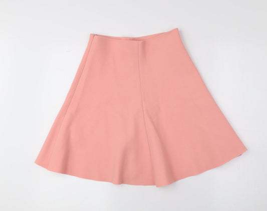 Zara Womens Pink Polyester Flare Skirt Zip