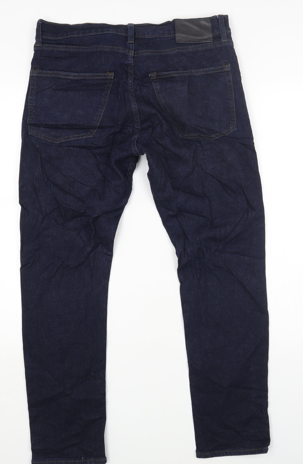 Marks and Spencer Womens Blue Cotton Skinny Jeans Size 34 L28 in Regular Button