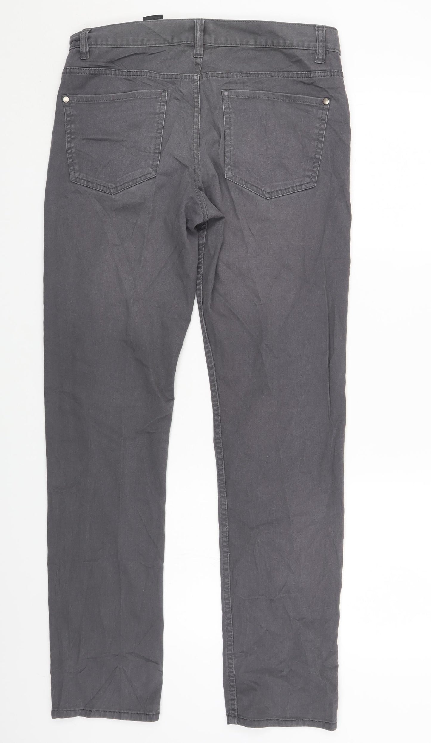 H&M Womens Grey Cotton Skinny Jeans Size 8 L30 in Regular Button