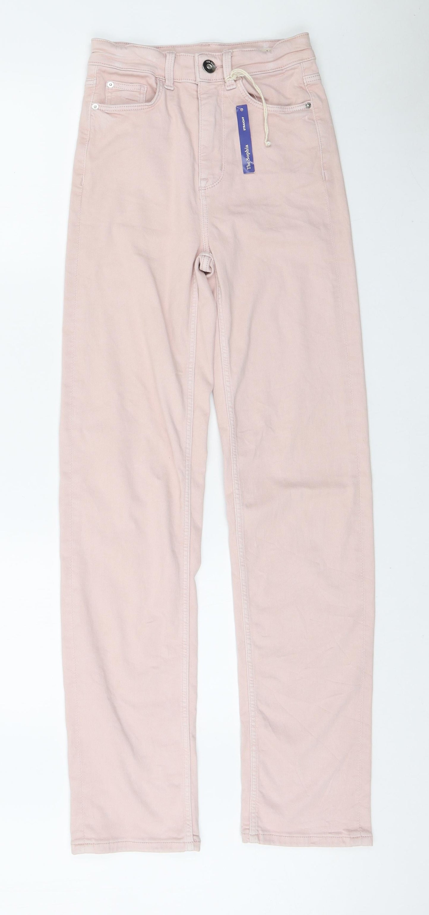 Marks and Spencer Mens Pink Cotton Straight Jeans Size 60 L30 in Regular Zip