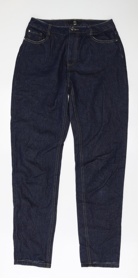 Missguided Womens Blue Cotton Mom Jeans Size 8 L30 in Regular Zip
