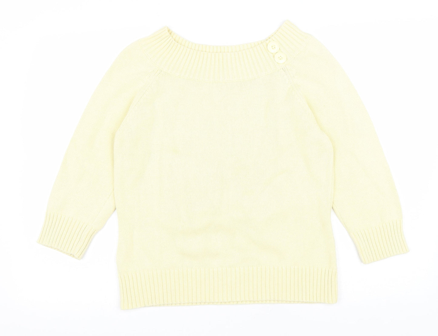BHS Womens Yellow Boat Neck Cotton Pullover Jumper Size 12