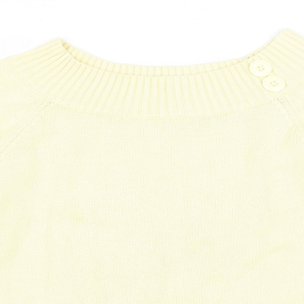 BHS Womens Yellow Boat Neck Cotton Pullover Jumper Size 12