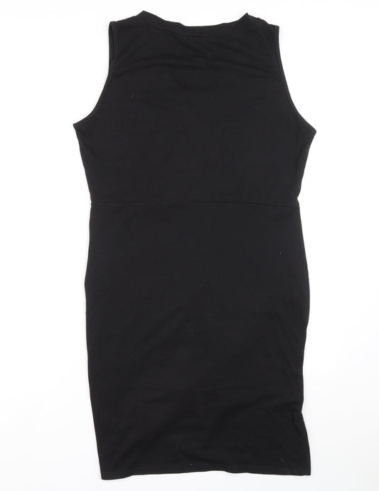 SHIEN Womens Black Polyester Pencil Dress Size XL V-Neck Button