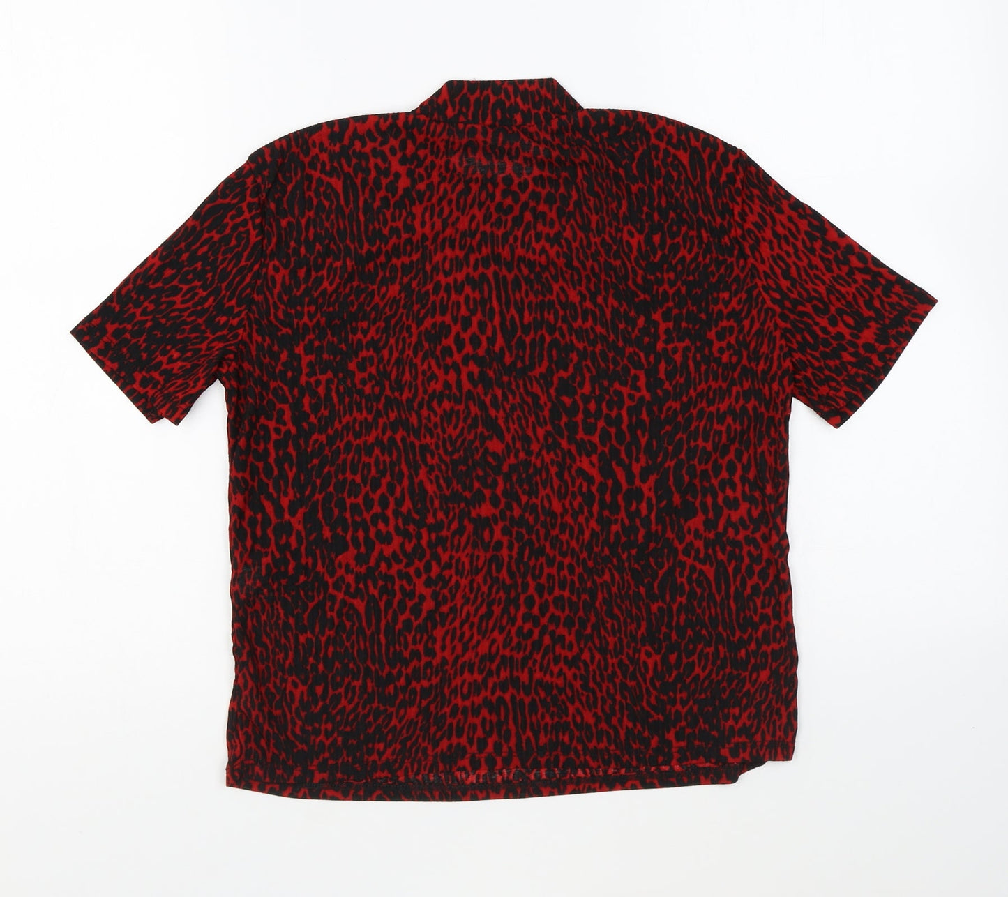 Zara Womens Red Animal Print Polyester Basic T-Shirt Size S Round Neck