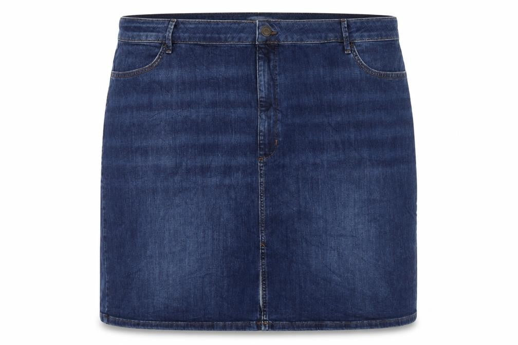 Marks and Spencer Womens Blue Cotton Straight & Pencil Skirt Size 30 Zip