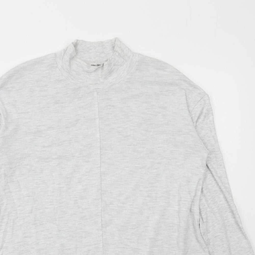NEXT Womens Grey Viscose Basic T-Shirt Size 12 Mock Neck