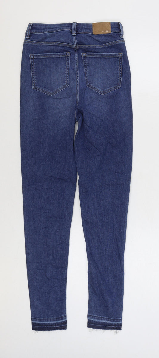 Marks and Spencer Womens Blue Cotton Skinny Jeans Size 6 L28 in Regular Zip