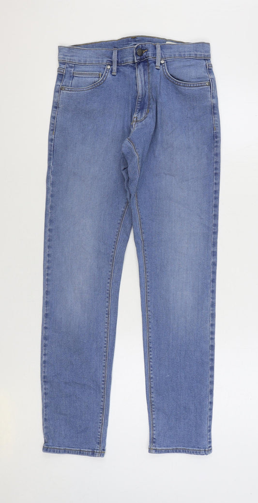 Marks and Spencer Womens Blue Cotton Skinny Jeans Size 30 in L31 in Regular Zip