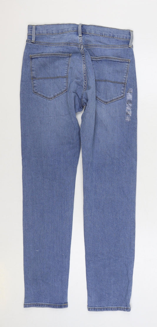 Marks and Spencer Womens Blue Cotton Skinny Jeans Size 30 in L31 in Regular Zip