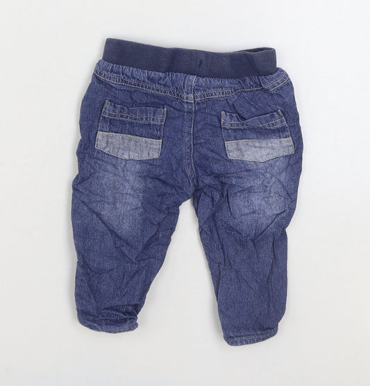 George Boys Blue 100% Cotton Jogger Jeans Size 6-9 Months Pullover