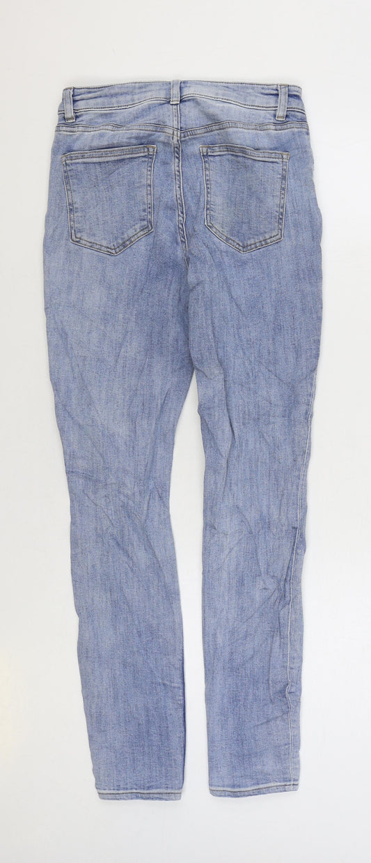 H&M Womens Blue Cotton Skinny Jeans Size 10 L29 in Regular Zip