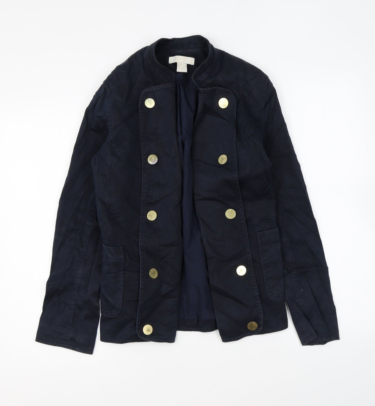 H&M Womens Blue Jacket Size 6 Button