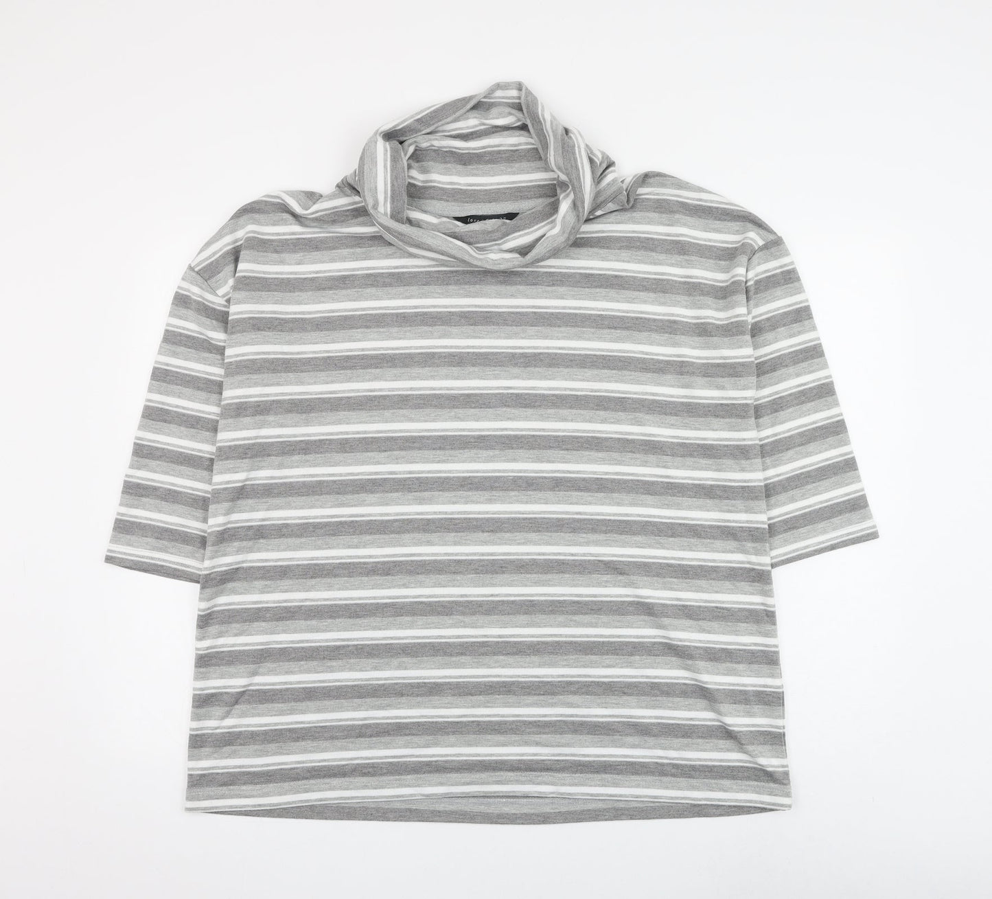 Preworn Womens Grey Striped Polyester Pullover Sweatshirt Size 16 Pullover