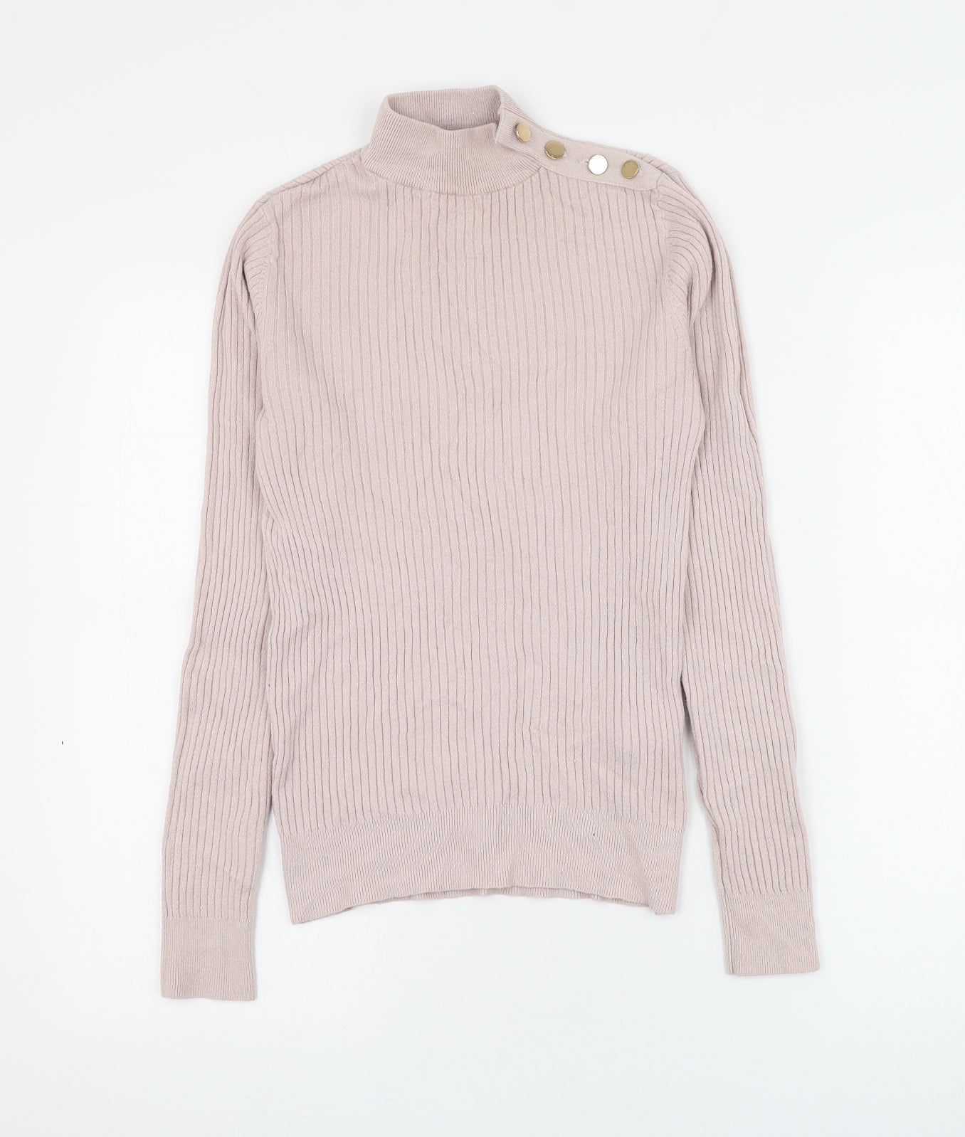 New Look Womens Pink Mock Neck Viscose Pullover Jumper Size 10